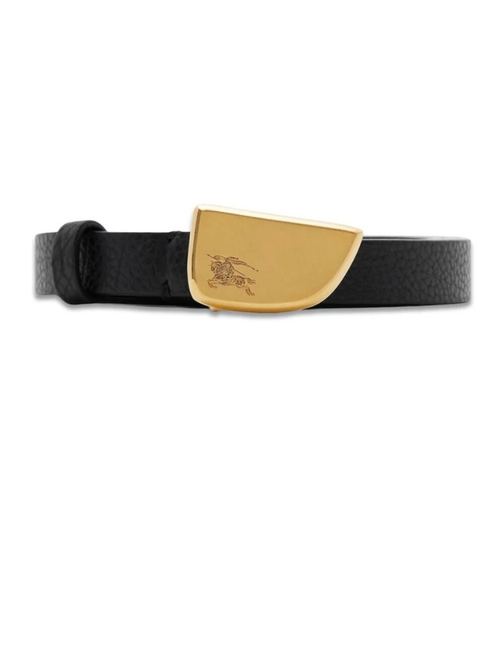 Burberry Brushed Shield Black Leather Skinny Belt Size Large NWT $590